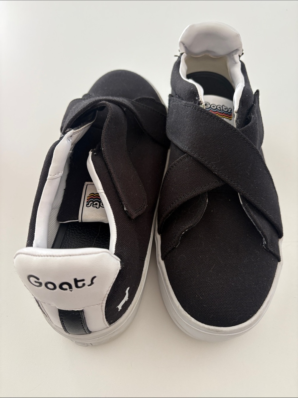 Ladies Goats Black Canvas Cross-Strap Sneakers